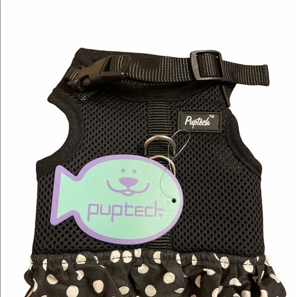 Puptech black polyester shell polka dots dog harness size Medium - Picture 7 of 9